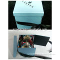 side open gift box with ribbon closure and lid